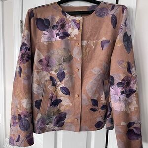 Chicos Size 2 Faux Suede Floral Jacket
